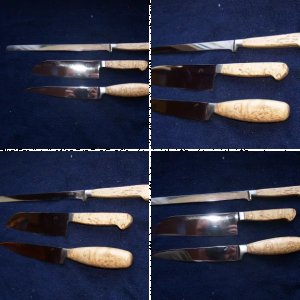 Küchenmesserserie mit Maserbirke