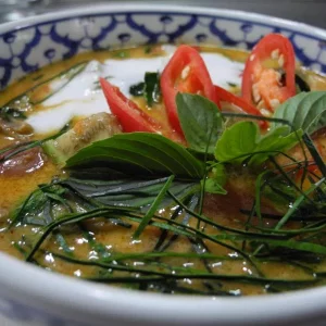 red curry with roasted dock -selfmade