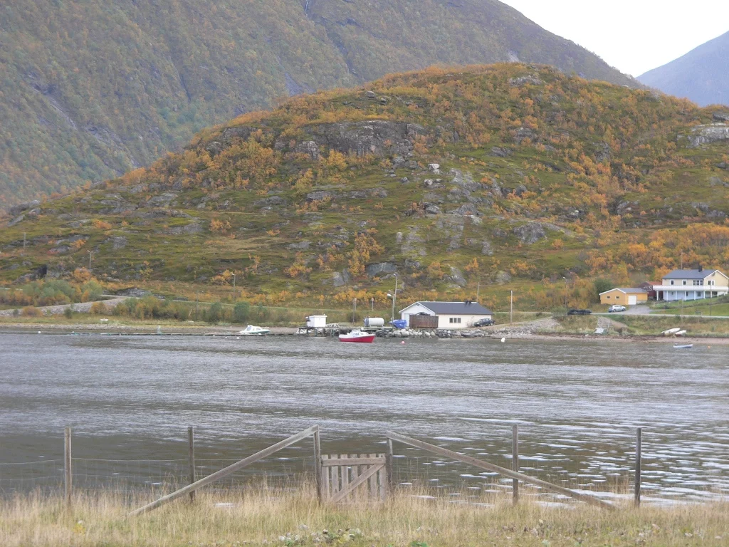 Die Bogebukt bei Sandneshamn, Kvalöya, hinten rechts liegt das Ferienhaus