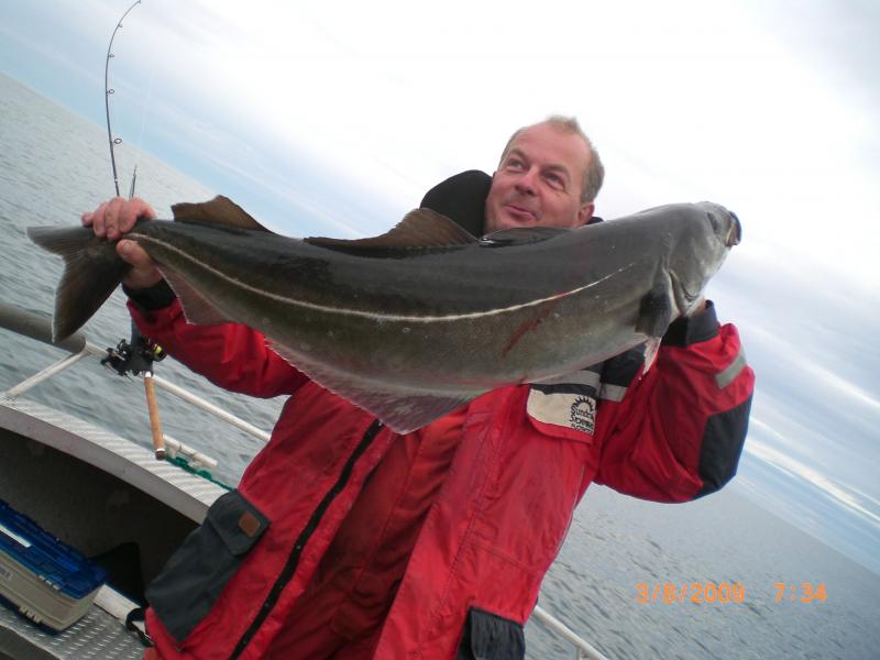 die "Kinderangel" hat diesen Seelachs bezwungen