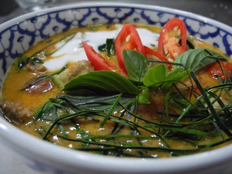 red curry with roasted dock -selfmade